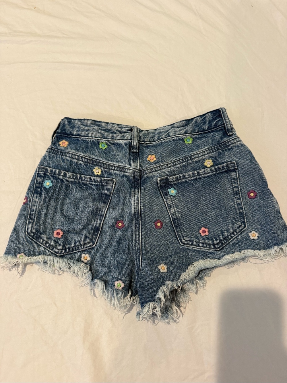 PacSun Embroidered Floral High-Rise Denim Shorts - Blue - Picture 2 of 5